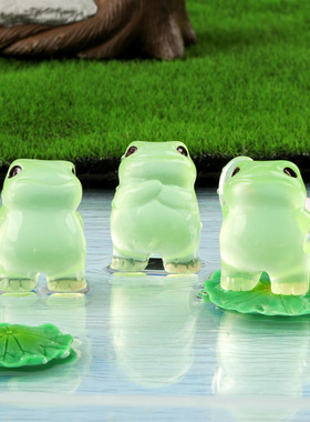 微景观创意可爱夜光奇怪青蛙装公仔配件树脂工艺品车载桌面小摆件