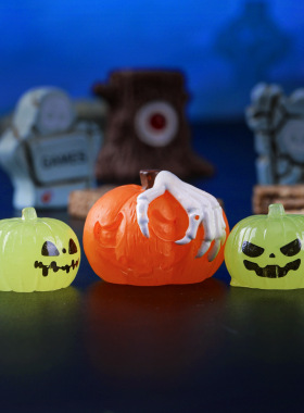 跨境外贸微景观万圣节水晶球装饰品配件无脸怪幽灵南瓜树脂小摆件