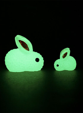 微景观摆件可爱动物卡通发光小兔子夜光萌兔园艺植物树脂配件