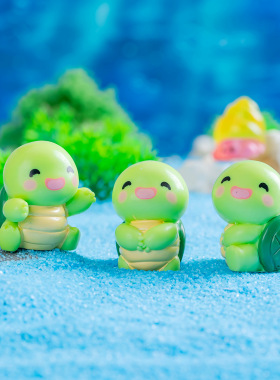 新款卡通小乌龟树脂工艺品动物摆件汽车显示屏苔藓多肉装饰小摆件