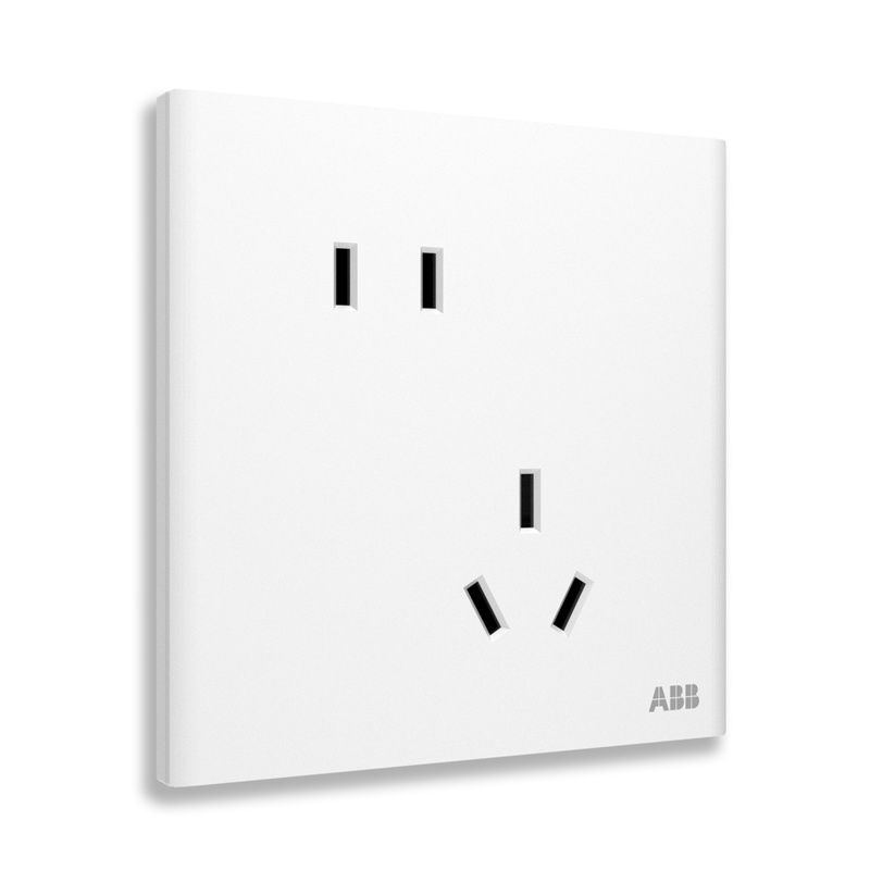 ABB开关插座面板 轩璞系列白色86型家用五孔插座空调插座开关面板 - 图1