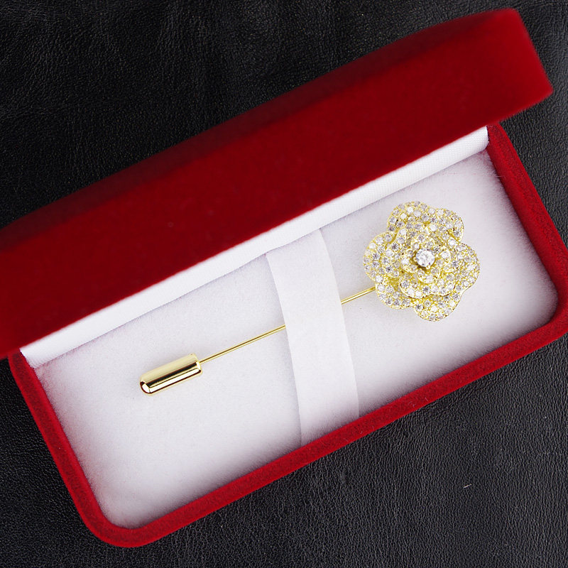 玫瑰花胸针锆石微镶简约时尚插针一字胸花日韩国女士西服外套配饰,淘宝优惠券,粉丝福利购,淘宝优惠卷