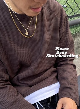 PKS街头感合金金色双面项链