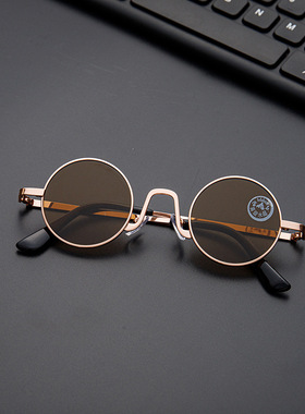 童话佳圆形个性男士水晶眼镜