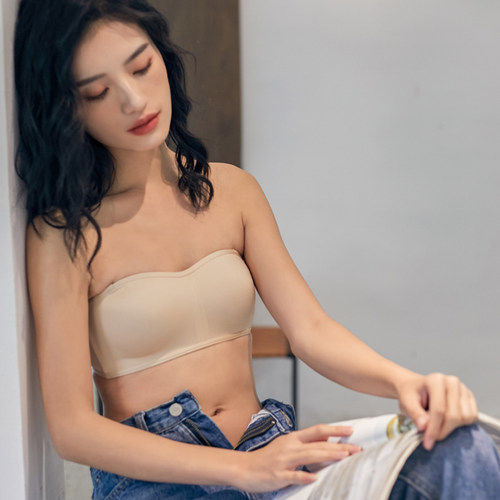 诗叶美背抹胸内衣女无钢圈无肩带防滑裹胸薄款大胸显小文胸夏季 - 图2
