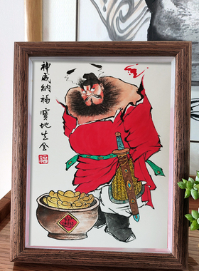 100%手绘国画钟馗画像天然朱砂