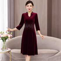 Autumn Clothing Golden Silk Suede Mother-In-Law Wedding Dresses Dress Noble Foreign Air For Wedding Banquets Mother-in-law Dresses