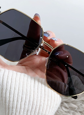 墨镜透明蓝偏光金属多边形太阳镜