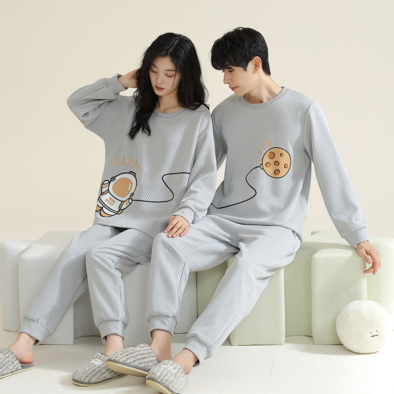 2023新款秋冬款情侣睡衣女空气棉加厚夹层新款冬季男士家居服套装,淘宝优惠券,粉丝福利购,淘宝优惠卷