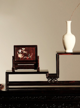 中式大红酸枝实木博古架客厅摆件