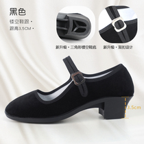 Ethnic Seedlings Song Shoes Dance Shoes Black Cortest Class Heel Shoes Children Tibetan Glue State Folk High Heel Northeast Flat Suede Cloth Shoes