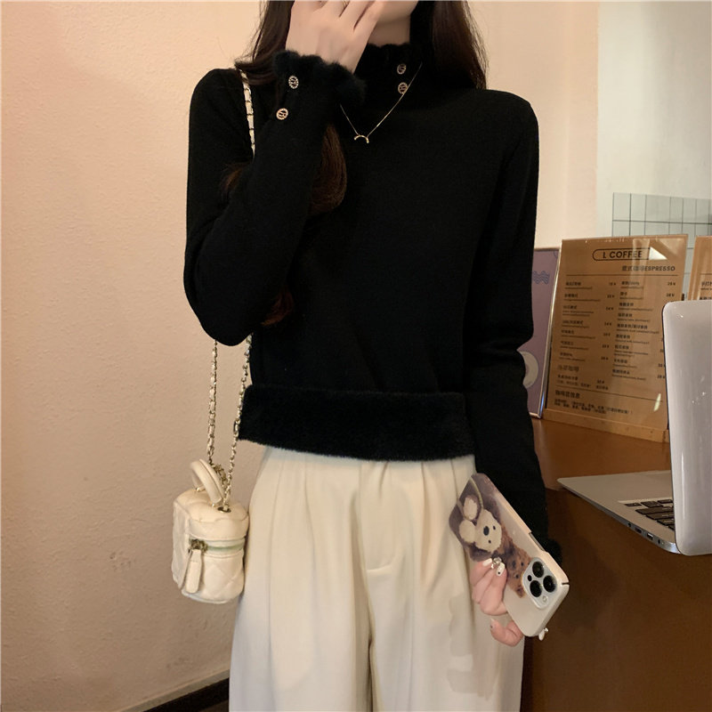 秋冬设计感小众高领长袖打底针织衫上衣加厚一体绒保暖毛衣女内搭,淘宝优惠券,粉丝福利购,淘宝优惠卷