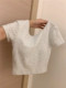 New summer slim and slim shoulder T-shirt for women for women short sleeves pure hot girls short back hollowed-out top with chest pad