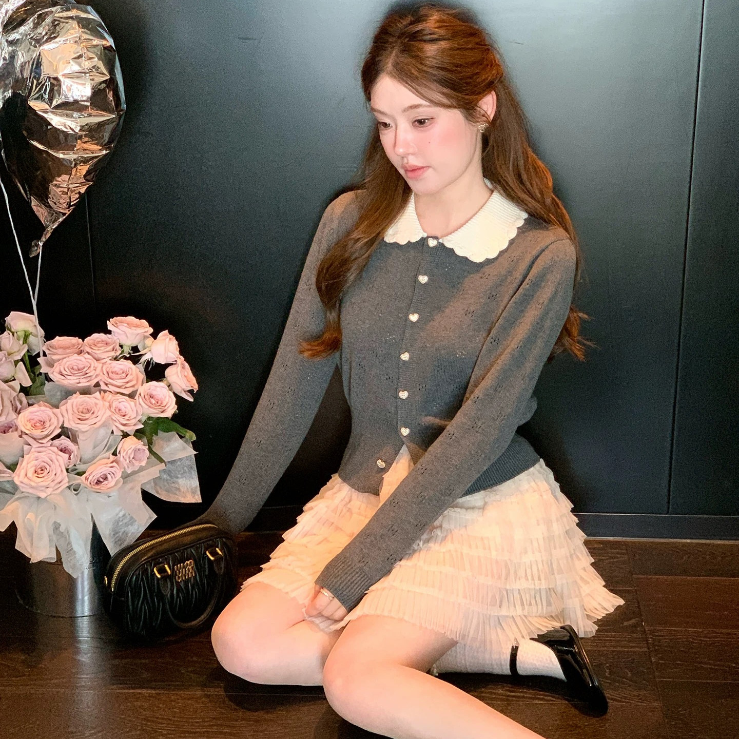 秋冬韩系甜美减龄学院风娃娃领针织开衫上衣小个子短款毛衣外套女,淘宝优惠券,粉丝福利购,淘宝优惠卷