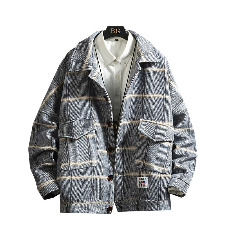 2020春秋季呢子男韩版宽松短款夹克 armexnlk毛呢大衣