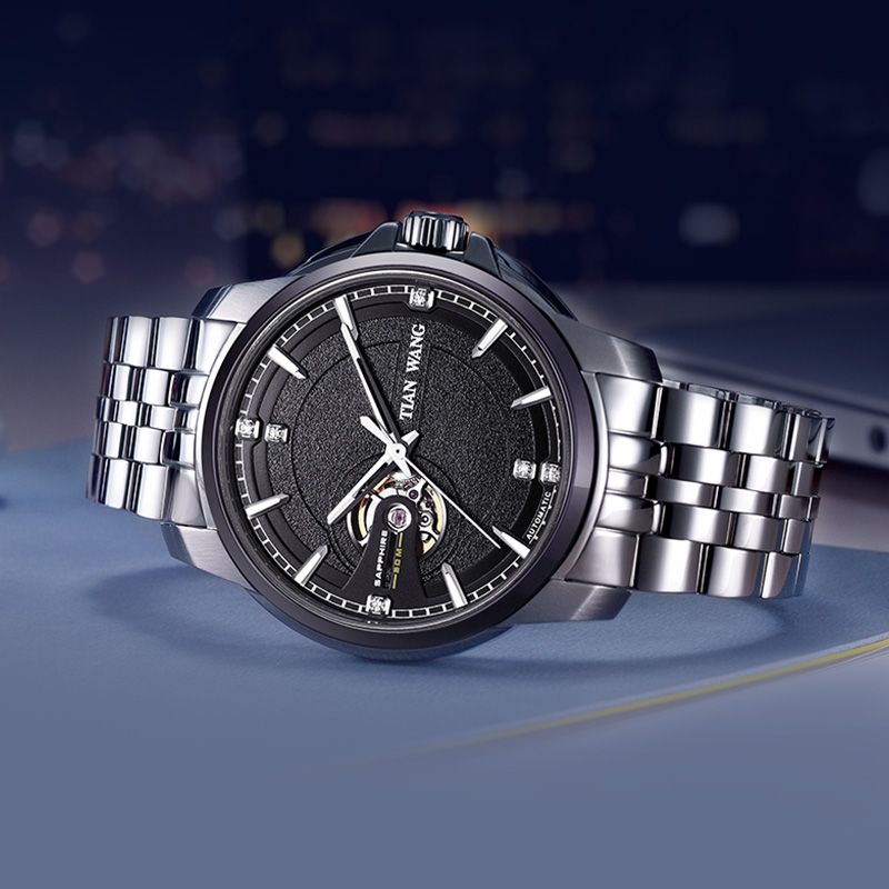 天王手表镂空自动机械男表大表盘时尚潮流钢带防水男士腕表51050