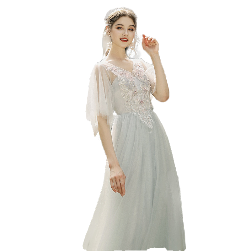 出租伴娘服2024新款姐妹团晚礼服简约仙气质显瘦演出合唱性感优雅