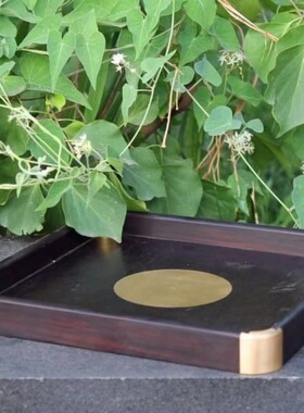 盘紫光檀托盘正方形托盘实木托盘茶盘文盘承盘紫光檀果盘