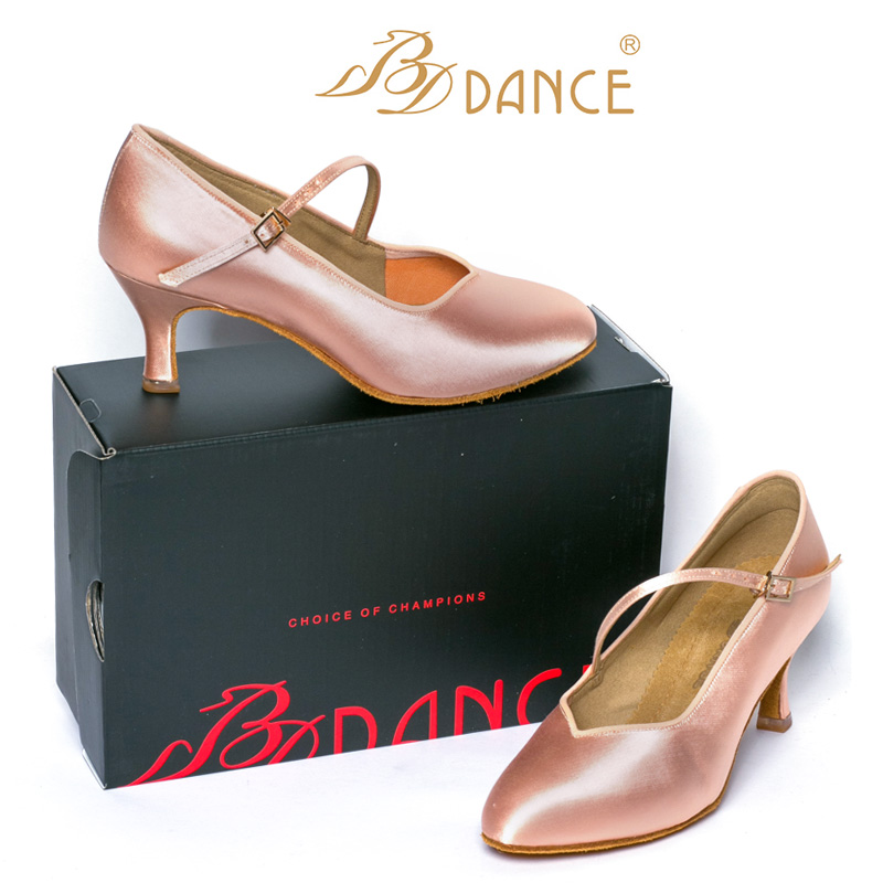 贝蒂BDdance 升级版女士摩登舞鞋138专业6.5cm马蹄中高白色浅肤色 - 图0