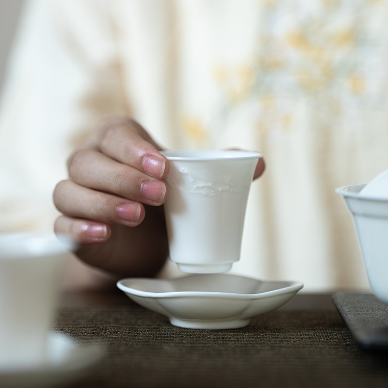 羊脂玉入空香杯手工白瓷茗杯聚香杯功夫茶具小号主人杯茶杯