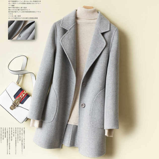 Autumn and winter mid-length double-sided cashmere coat