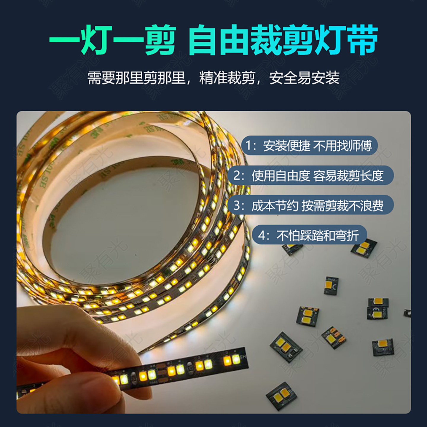 3C认证随意裁剪灯带已接入米家APP智能LED灯带全光谱24V三色灯带,淘宝优惠券,粉丝福利购,淘宝优惠卷