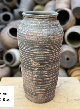 特价捡漏瑕疵盆尾货处理盆复古做旧泥瓦粗陶盆插干花花瓶摆件