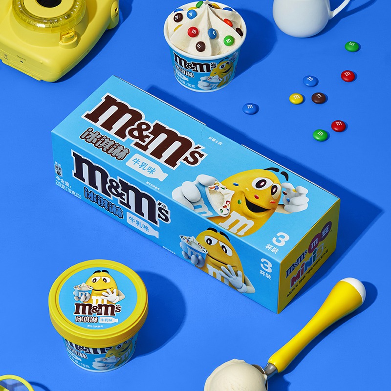 【包邮】10杯 M豆冰淇淋 M&M's迷你牛乳味巧克力豆冰激凌雪糕冷饮-图2