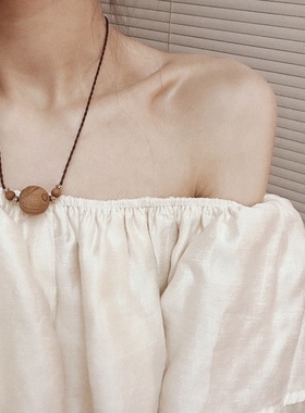 叶优里印度老山檀太极八卦扭转乾坤吊坠项链国风个性锁骨链