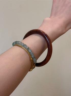 叶优里雷击枣木整木一体原木道家法器手环手镯古风手镯