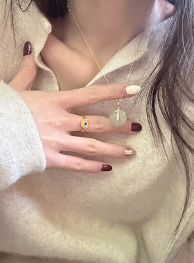 叶优里S925纯银项链轻奢和田玉平安扣项链佛公平安扣吊坠