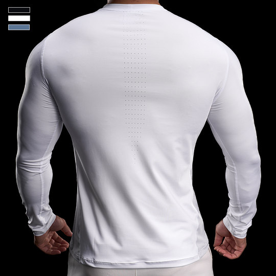 霸道肌肉运动健身服紧身衣长袖跑步训练打底上衣长袖T恤高弹