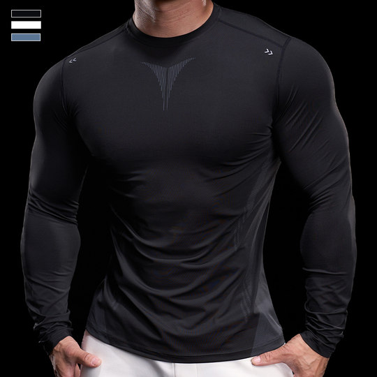霸道肌肉运动健身服紧身衣长袖跑步训练打底上衣长袖T恤高弹