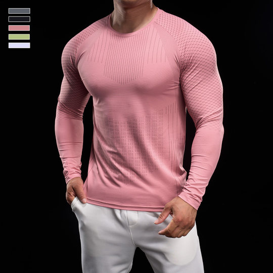 霸道肌肉运动健身服紧身速干衣长袖跑步训练打底上衣长袖高弹