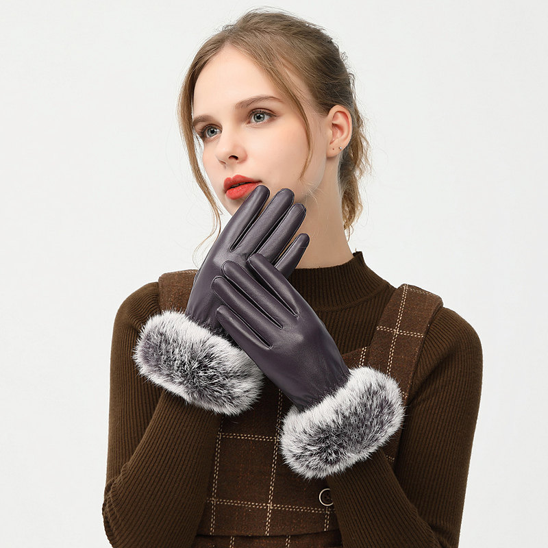 真兔毛皮手套女秋冬季保暖加绒韩版时尚骑行开车触屏防风全指手套,淘宝优惠券,粉丝福利购,淘宝优惠卷