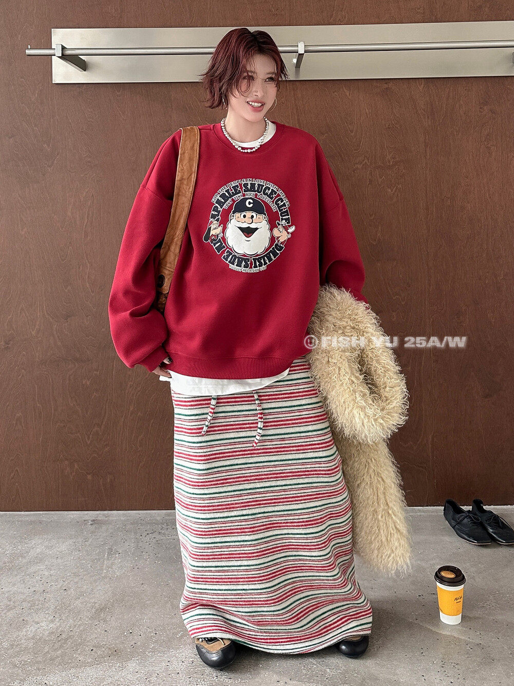 YU冬新款韩货彩色条纹毛织梨形身材休闲慵懒风长裙半身裙25777,淘宝优惠券,粉丝福利购,淘宝优惠卷