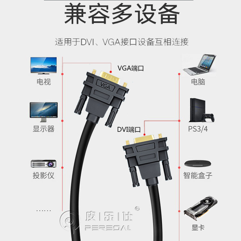 DVI转VGA转接线24+5/1转vga公对公线台式电脑主机显卡连接显示器 - 图2