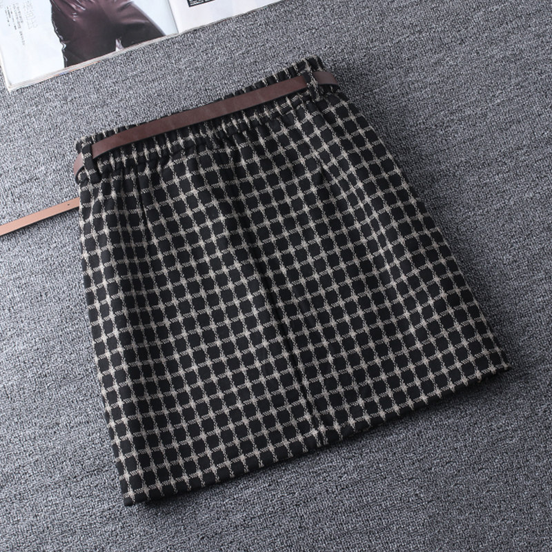 丝绒格子a字秋冬2021年新款半身裙 佐帕莎半身裙
