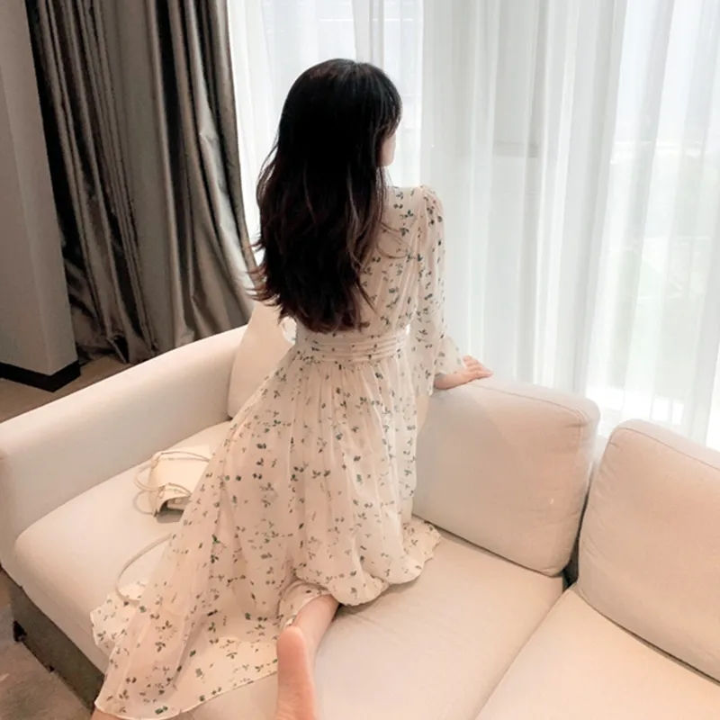 2023新款法式初恋仙女甜美雪纺碎花裙