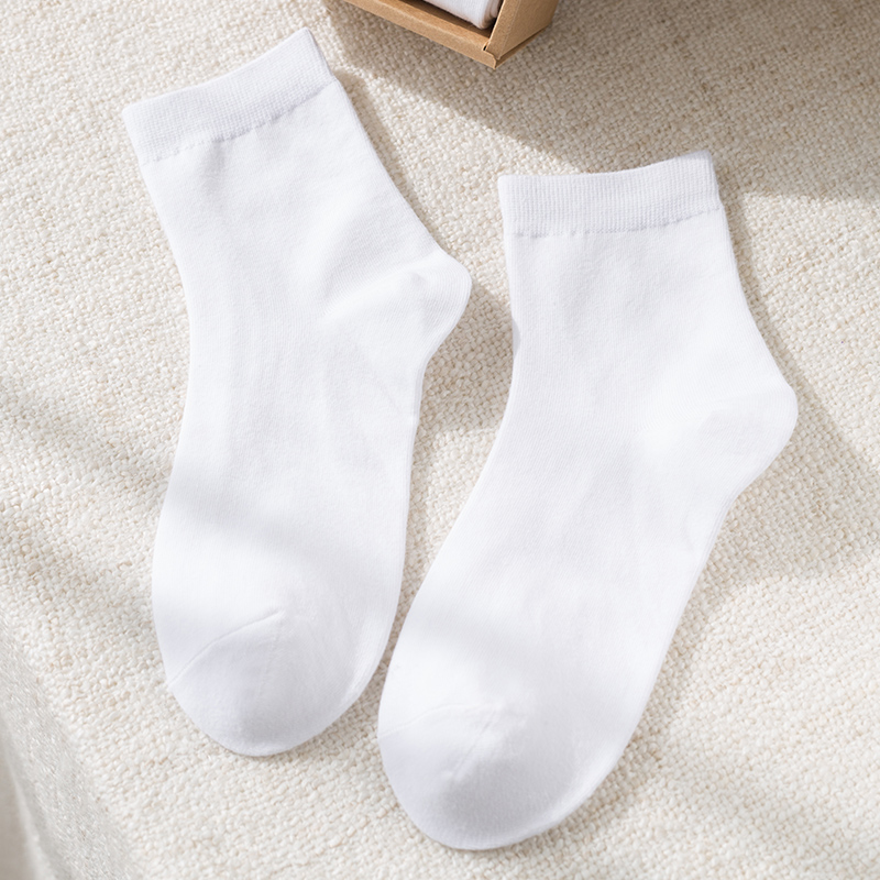薄款纯色白色学生中筒袜 比尔姿彩短袜/打底袜/丝袜/美腿袜
