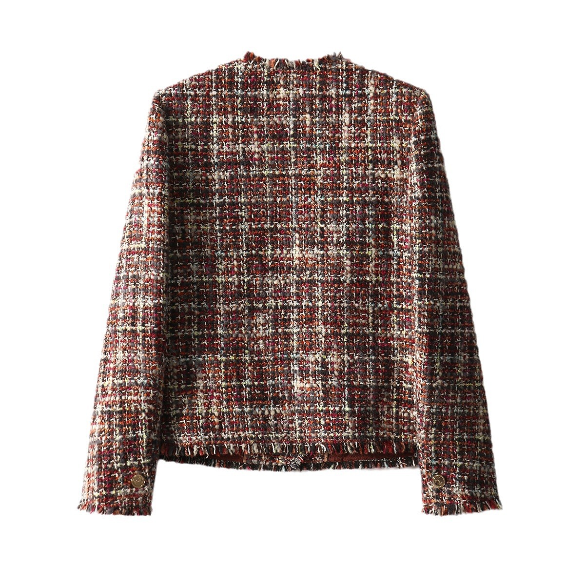 口碑品质！高级感毛须边小香风外套春秋新款红色气质短款女装上衣 - 图3