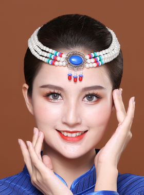 演出可调串珠民族蒙古服装头饰