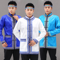 Mongolian Elements Mens Clothing Short blouses Mongol Collar Loose Daily Mongolian Clothing Mens Mongolian Gown Work Clothes