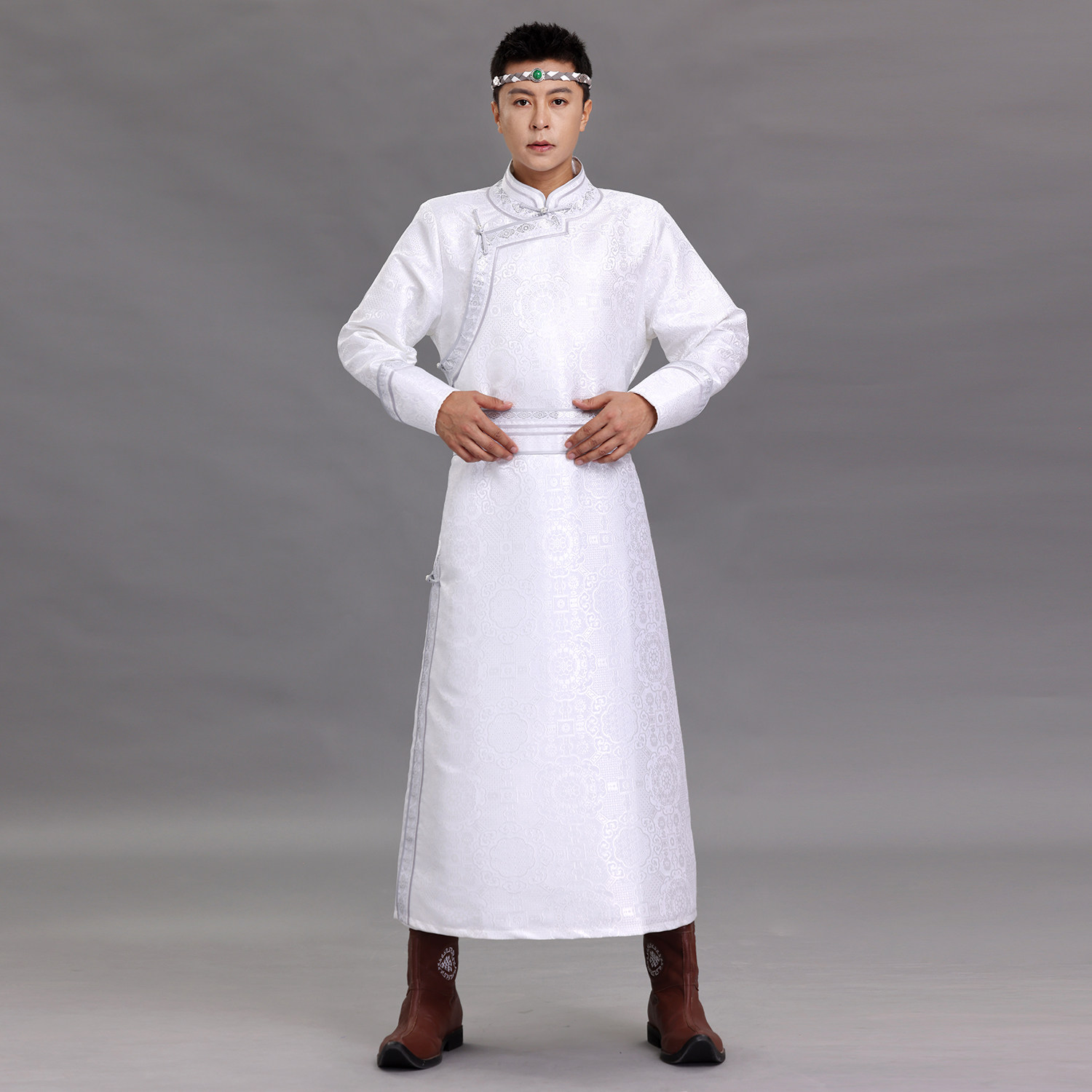 蒙古族男装舞台表演服传统男士蒙古袍长袍手工盘扣立领少数民族服,淘宝优惠券,粉丝福利购,淘宝优惠卷