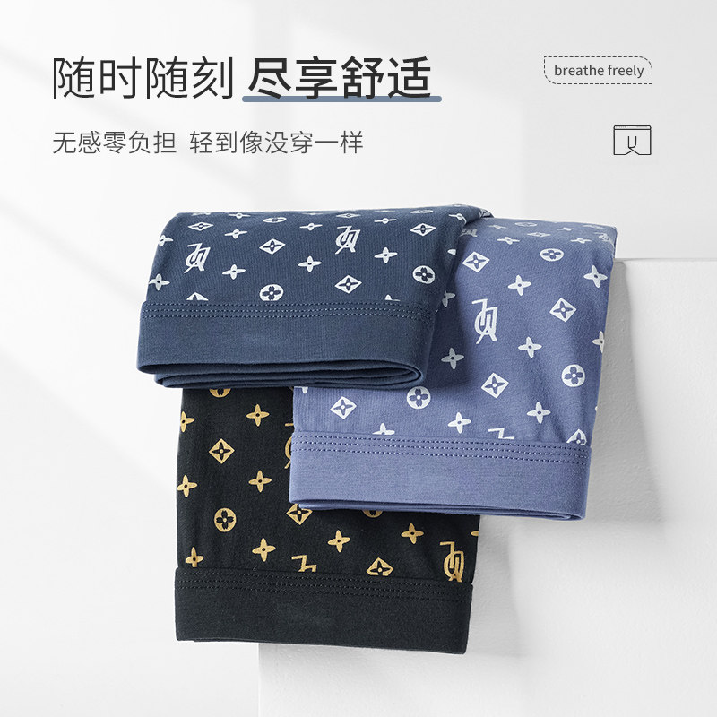 两条装男士平角内裤莱卡纯棉抗菌透气舒适男生高弹四角短裤中腰