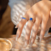 Shu Jilai blue cherry blossom pendant ring back cat