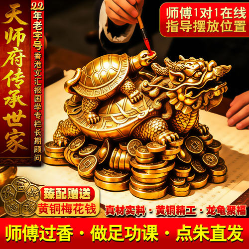 铜龙龟摆件招财八卦母子龙头龟黄铜金钱龟家居客厅办公室桌装饰品 - 图1
