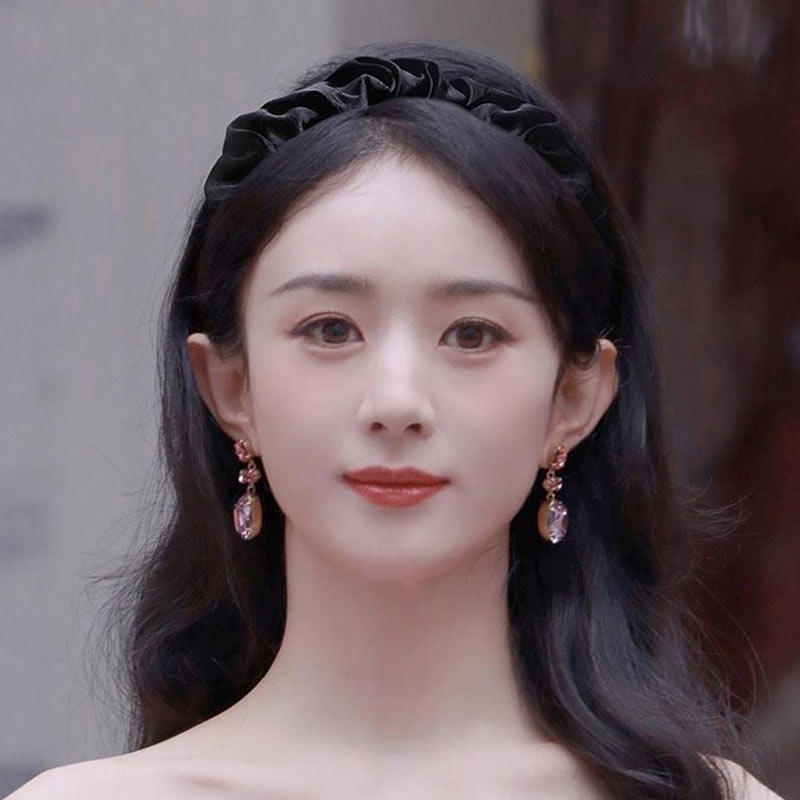 赵丽颖同款发箍高颅顶显脸小发卡红2022新款黑色褶皱明星秋冬头饰