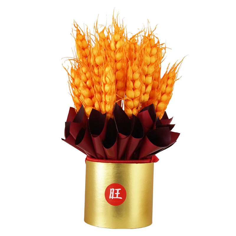 新款福桶仿真橙色大麦开业花束桌面装饰摆件实用干花小麦礼品庆贺 - 图3
