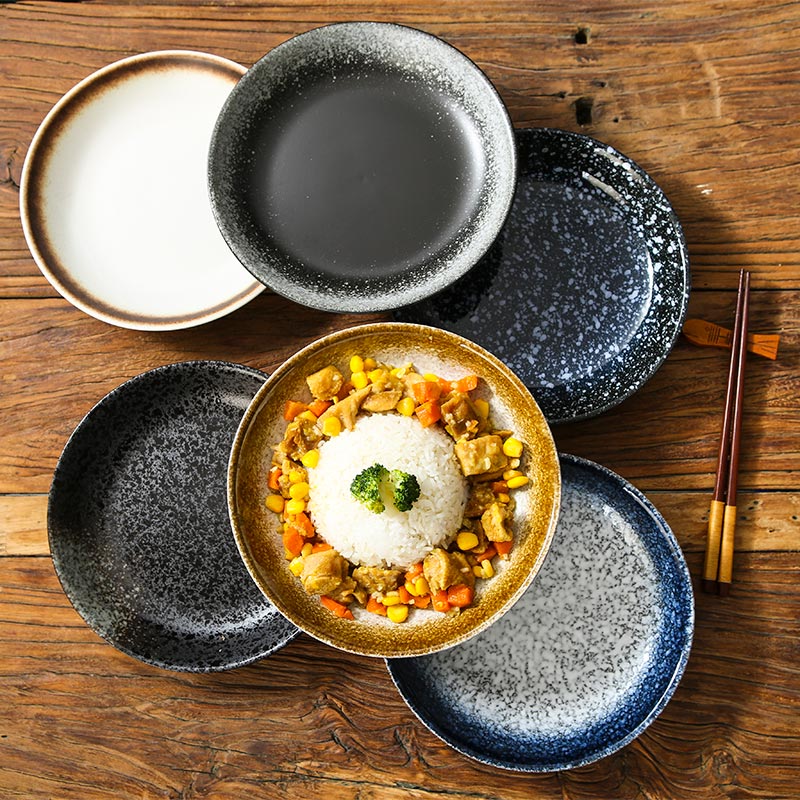 日式餐具陶瓷复古餐厅菜碗炸猪排盖浇咖喱蛋包饭碟头炒面专用盘子-图0